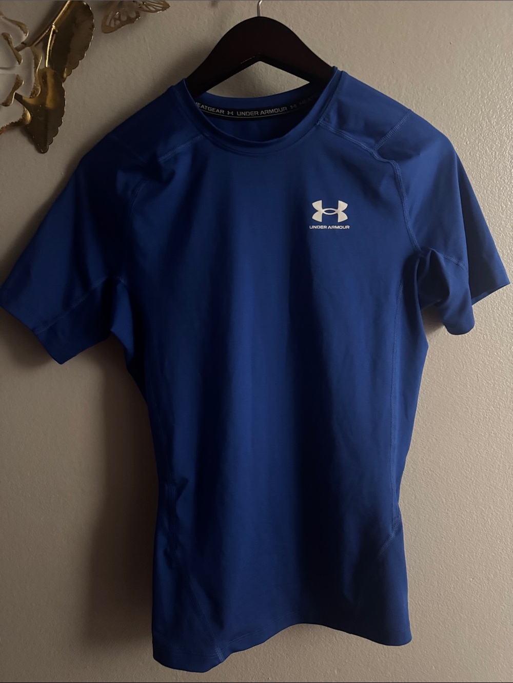 Under Armour Short Sleeve HeatGear Shirt - Royal Blue with White Logo